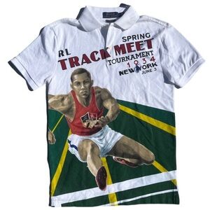 Polo Ralph Lauren all over print chariots Stadium NWT polo shirt